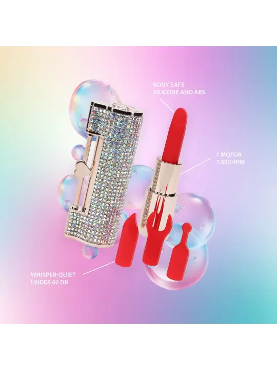 VIBRADOR COM 4 ACESSÓRIOS DIAMOND LIPSTICK IRIDESCENT LOVELINE