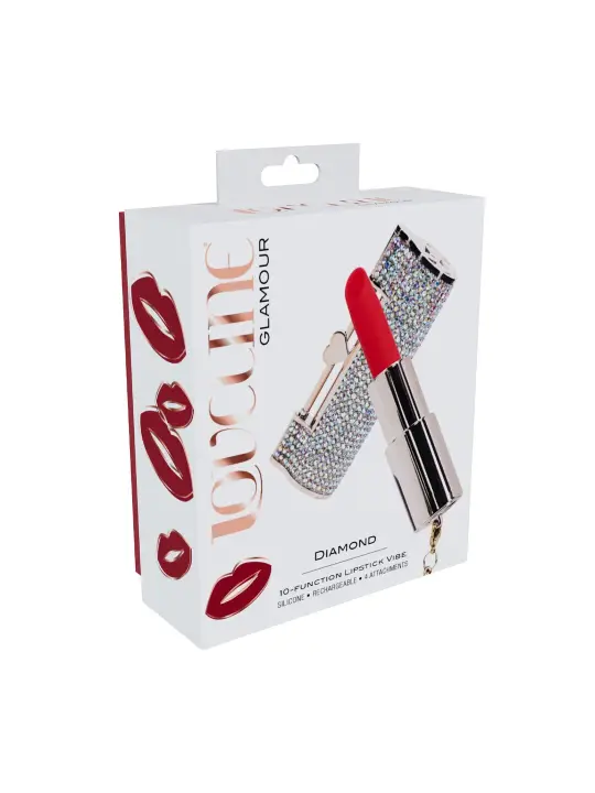 VIBRADOR COM 4 ACESSÓRIOS DIAMOND LIPSTICK IRIDESCENT LOVELINE