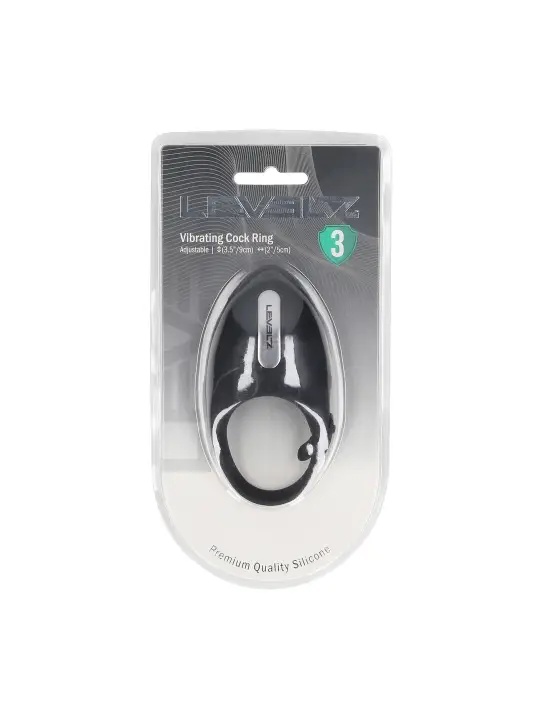 ANEL VIBRATÓRIO E AJUSTÁVEL PARA O PÉNIS EM SILICONE PRETO LEVELZ