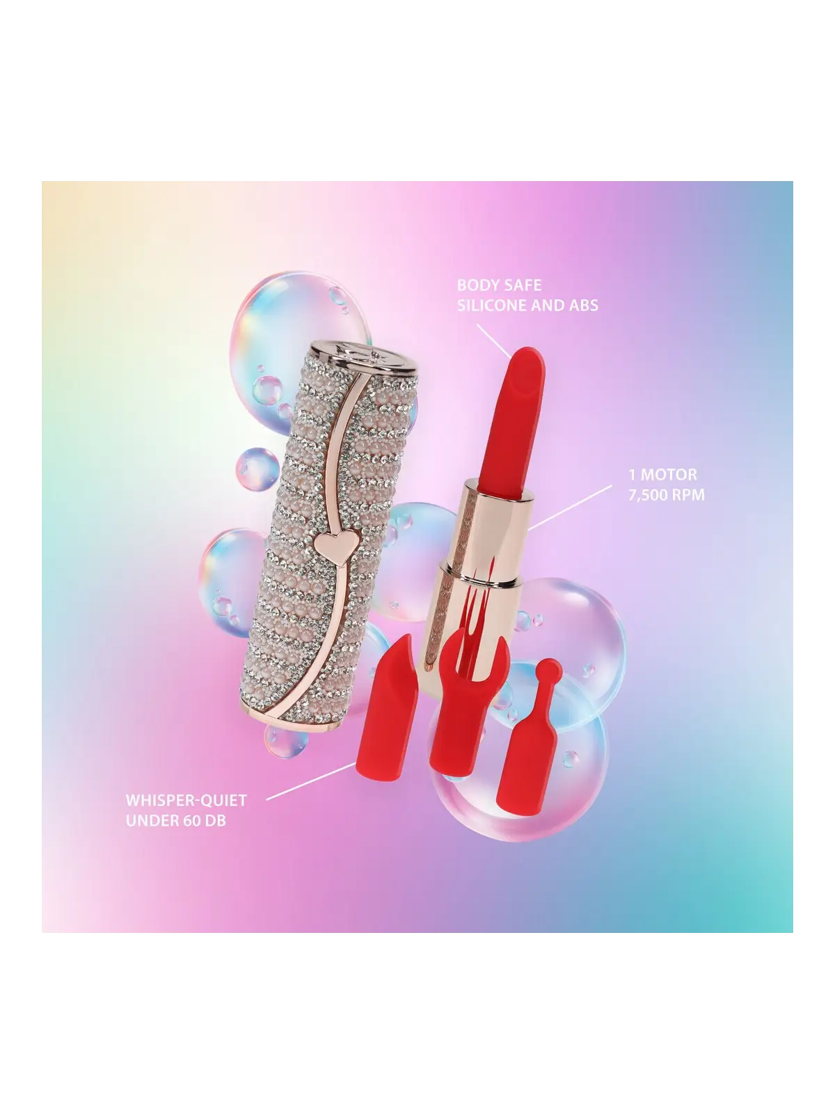 VIBRADOR COM 4 ACESSÓRIOS CANDY LIPSTICK ROSA LOVELINE