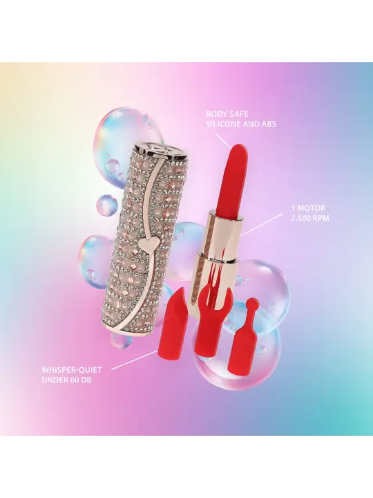 VIBRADOR COM 4 ACESSÓRIOS TIFFANY LIPSTICK ROSA LOVELINE