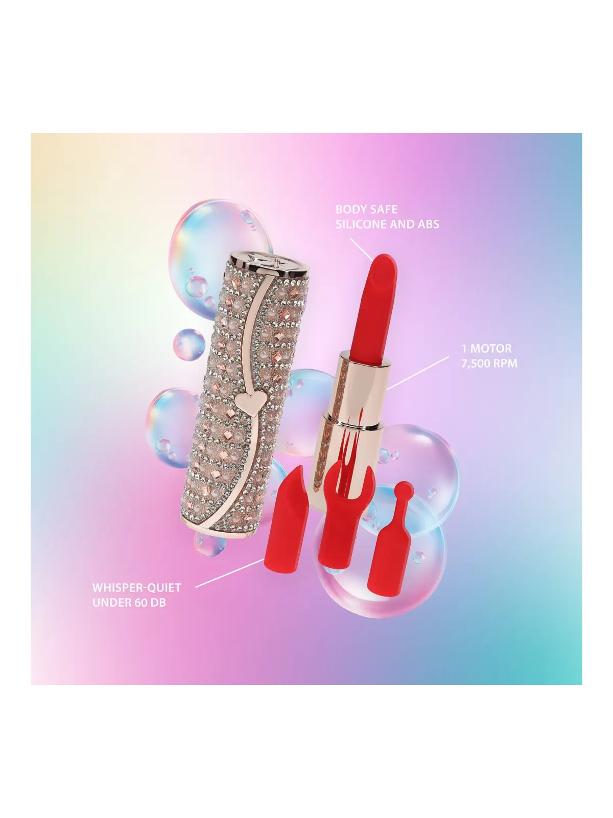 VIBRADOR COM 4 ACESSÓRIOS TIFFANY LIPSTICK ROSA LOVELINE