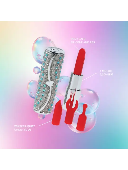 VIBRADOR COM 4 ACESSÓRIOS TIFFANY LIPSTICK AZUL LOVELINE