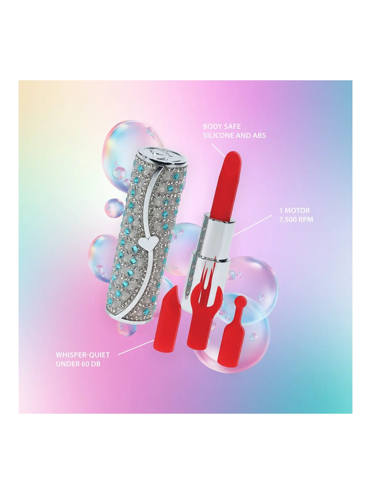 VIBRADOR COM 4 ACESSÓRIOS TIFFANY LIPSTICK AZUL LOVELINE