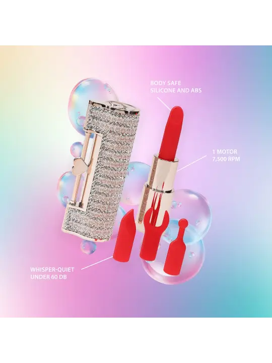 VIBRADOR COM 4 ACESSÓRIOS ANGEL LIPSTICK ROSA LOVELINE