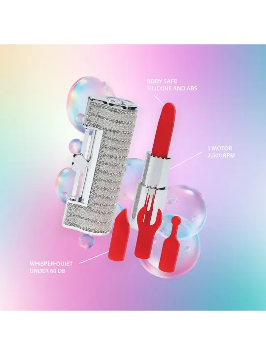 VIBRADOR COM 4 ACESSÓRIOS ANGEL LIPSTICK CLEAR LOVELINE