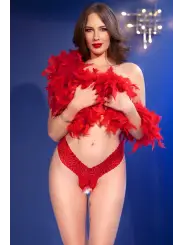 TANGA DE RENDA COM ABERTURA CR-4885 VERMELHA CHILIROSE