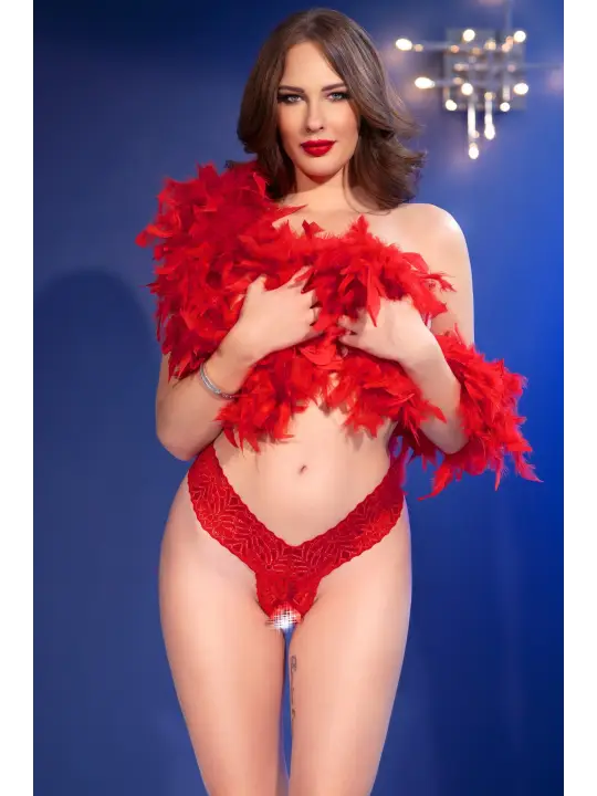 TANGA DE RENDA COM ABERTURA CR-4885 VERMELHA CHILIROSE