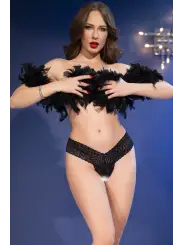 TANGA DE RENDA COM ABERTURA CR-4885 PRETA CHILIROSE