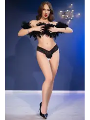 TANGA DE RENDA COM ABERTURA CR-4885 PRETA CHILIROSE