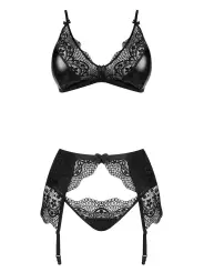 CONJUNTO DE 3 PEÇAS OBSIDIAN DESIRE SET BEAUTY NIGHT FASHION PRETO