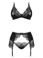 CONJUNTO DE 3 PEÇAS OBSIDIAN DESIRE SET BEAUTY NIGHT FASHION PRETO