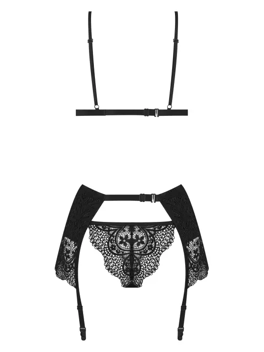 CONJUNTO DE 3 PEÇAS OBSIDIAN DESIRE SET BEAUTY NIGHT FASHION PRETO