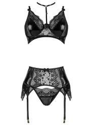 CONJUNTO DE 3 PEÇAS NOIR FANTASY SET BEAUTY NIGHT FASHION PRETO