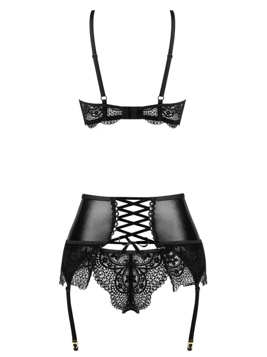 CONJUNTO DE 3 PEÇAS NOIR FANTASY SET BEAUTY NIGHT FASHION PRETO