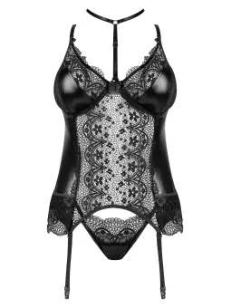 CORPETE E TANGA NOIR FANTASY BEAUTY NIGHT FASHION PRETO