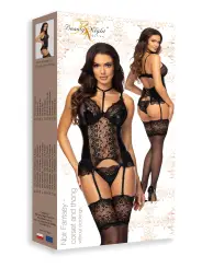 CORPETE E TANGA NOIR FANTASY BEAUTY NIGHT FASHION PRETO