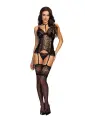 CORPETE E TANGA NOIR FANTASY BEAUTY NIGHT FASHION PRETO