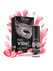 VIBRADOR LÍQUIDO COM SABOR A GIN TÓNICO DE MORANGO DUAL VIBE 15ML ORGIE