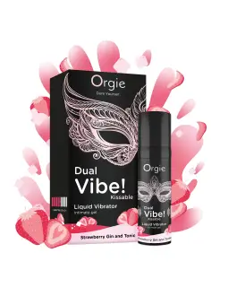 VIBRADOR LÍQUIDO COM SABOR A GIN TÓNICO DE MORANGO DUAL VIBE 15ML ORGIE