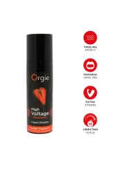 GEL COM VIBRAÇÃO E SABOR A MORANGO HIGH VOLTAGE 15ML ORGIE
