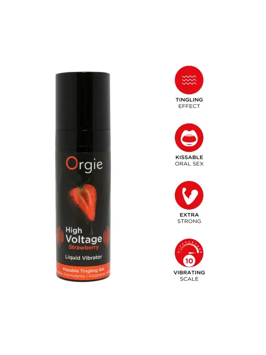 GEL COM VIBRAÇÃO E SABOR A MORANGO HIGH VOLTAGE 15ML ORGIE