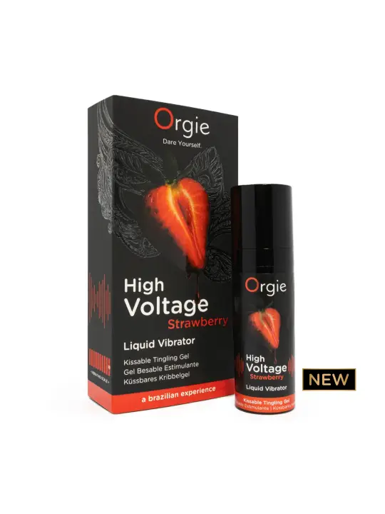 GEL COM VIBRAÇÃO E SABOR A MORANGO HIGH VOLTAGE 15ML ORGIE