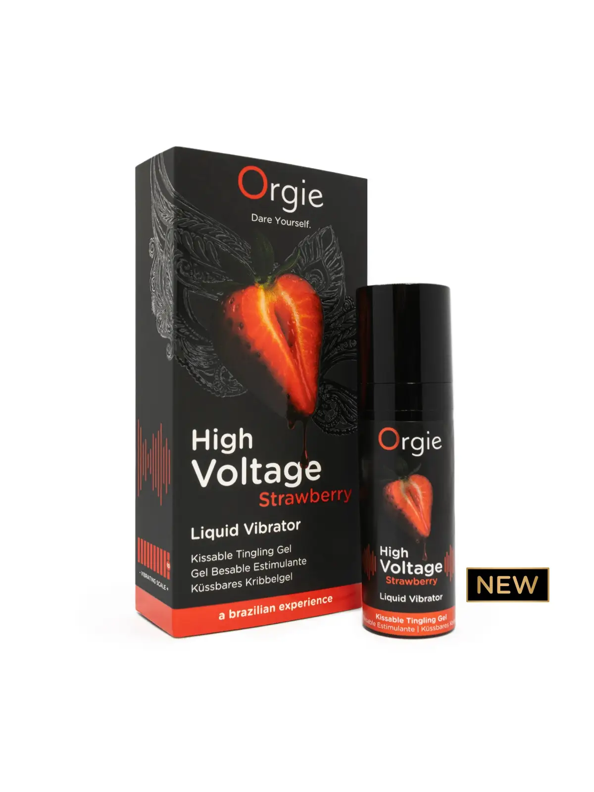 GEL COM VIBRAÇÃO E SABOR A MORANGO HIGH VOLTAGE 15ML ORGIE