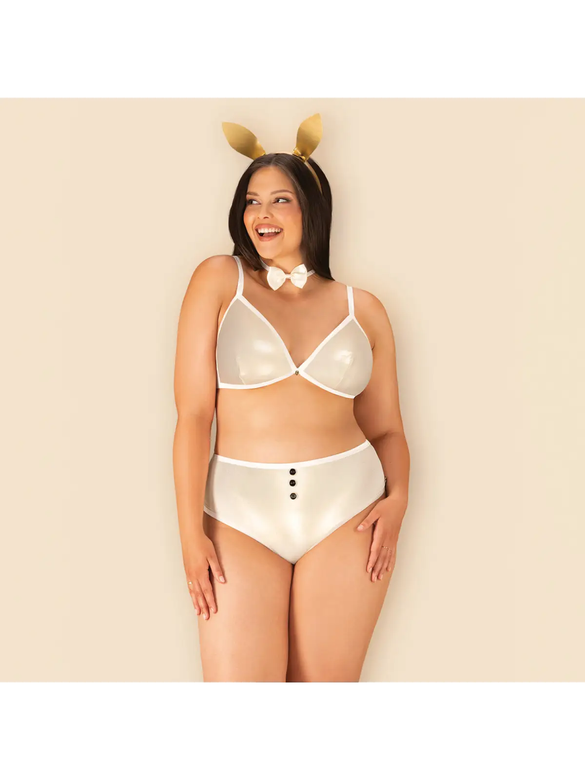 FANTASIA DE COELHINHA NEO GOLDES TAMANHO QUEEN OBSESSIVE AMARELA