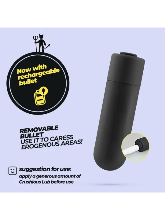 DAEMON ANEL PARA O PÉNIS COM BALA RECARREGÁVEL PRETO CRUSHIOUS