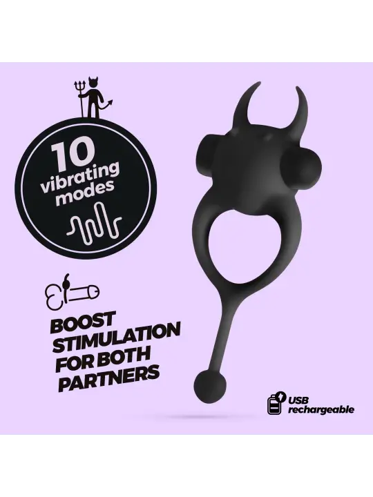 DAEMON ANEL PARA O PÉNIS COM BALA RECARREGÁVEL PRETO CRUSHIOUS