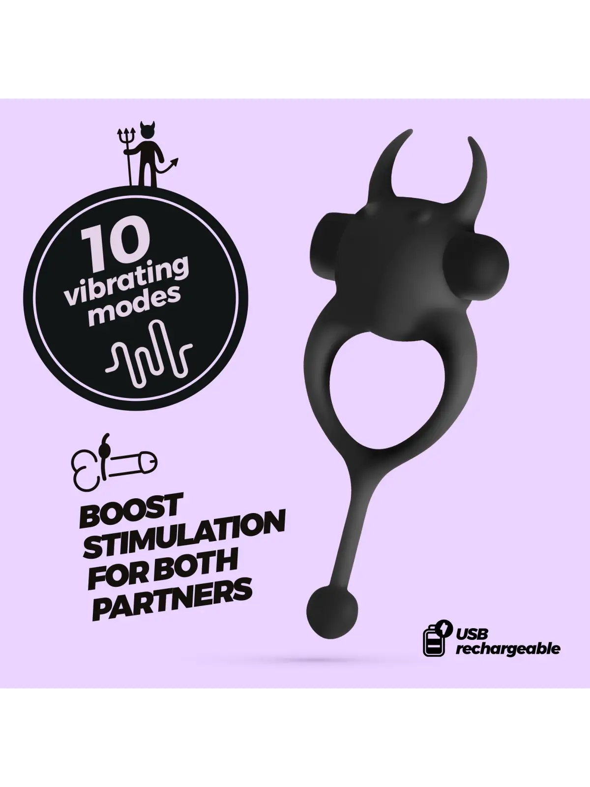 DAEMON ANEL PARA O PÉNIS COM BALA RECARREGÁVEL PRETO CRUSHIOUS