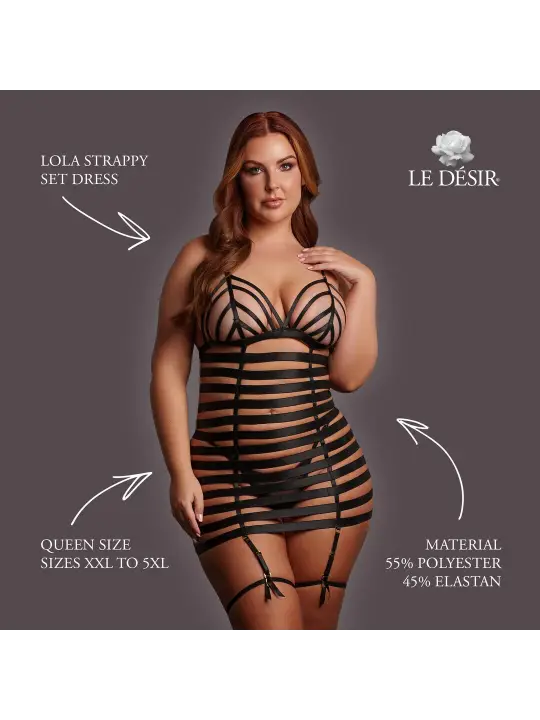 LOLA - STRAPPY SET DRESS - QUEEN SIZE - BLACK