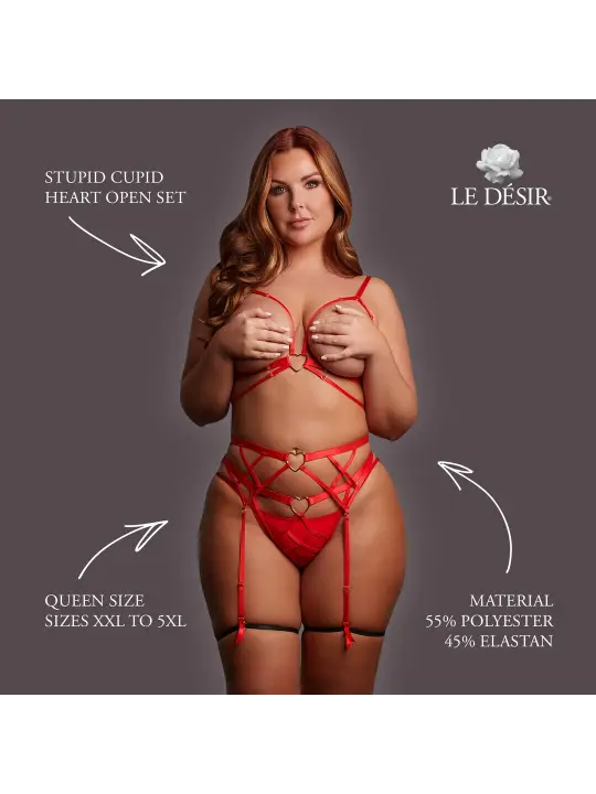 STUPID CUPID - HEART OPEN SET - QUEEN SIZE - RED
