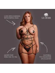 LUXE OPEN HARNESS WITH NIPPLE PADS - QUEEN SIZE - BLACK