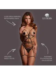 LUXE OPEN HARNESS WITH NIPPLE PADS - ONE SIZE - BLACK