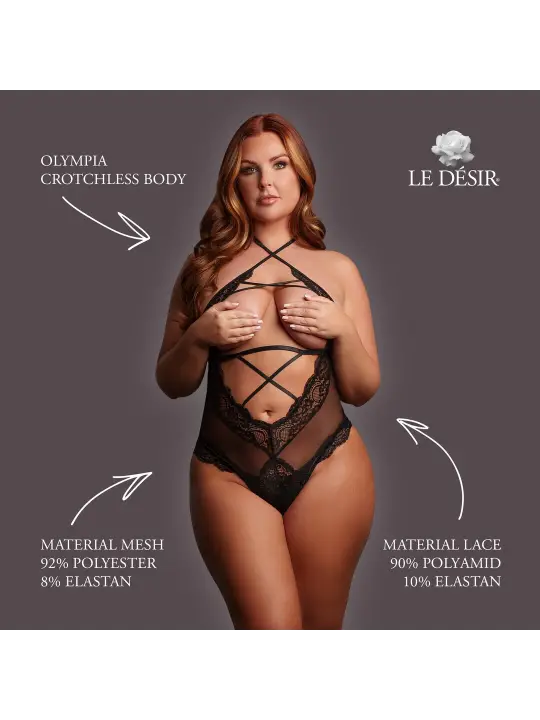 OLYMPIA - CROTCHLESS BODY - QUEEN SIZE - BLACK