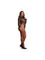 ROXY - SEXY LEOPARD MESH CROTCHLESS BODYSUIT - QUEEN SIZE - BLACK