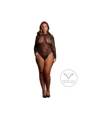 ROXY - SEXY LEOPARD MESH CROTCHLESS BODYSUIT - QUEEN SIZE - BLACK