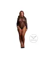 ROXY - SEXY LEOPARD MESH CROTCHLESS BODYSUIT - QUEEN SIZE - BLACK