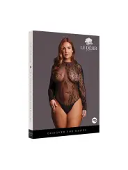 ROXY - SEXY LEOPARD MESH CROTCHLESS BODYSUIT - QUEEN SIZE - BLACK