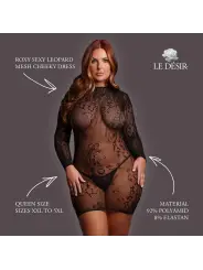 ROXY - SEXY LEOPARD MESH CHEEKY DRESS - QUEEN SIZE - BLACK