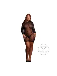 ROXY - SEXY LEOPARD MESH CHEEKY DRESS - QUEEN SIZE - BLACK