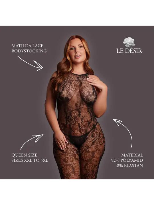 MATILDA - LACE BODYSTOCKING - QUEEN SIZE - BLACK