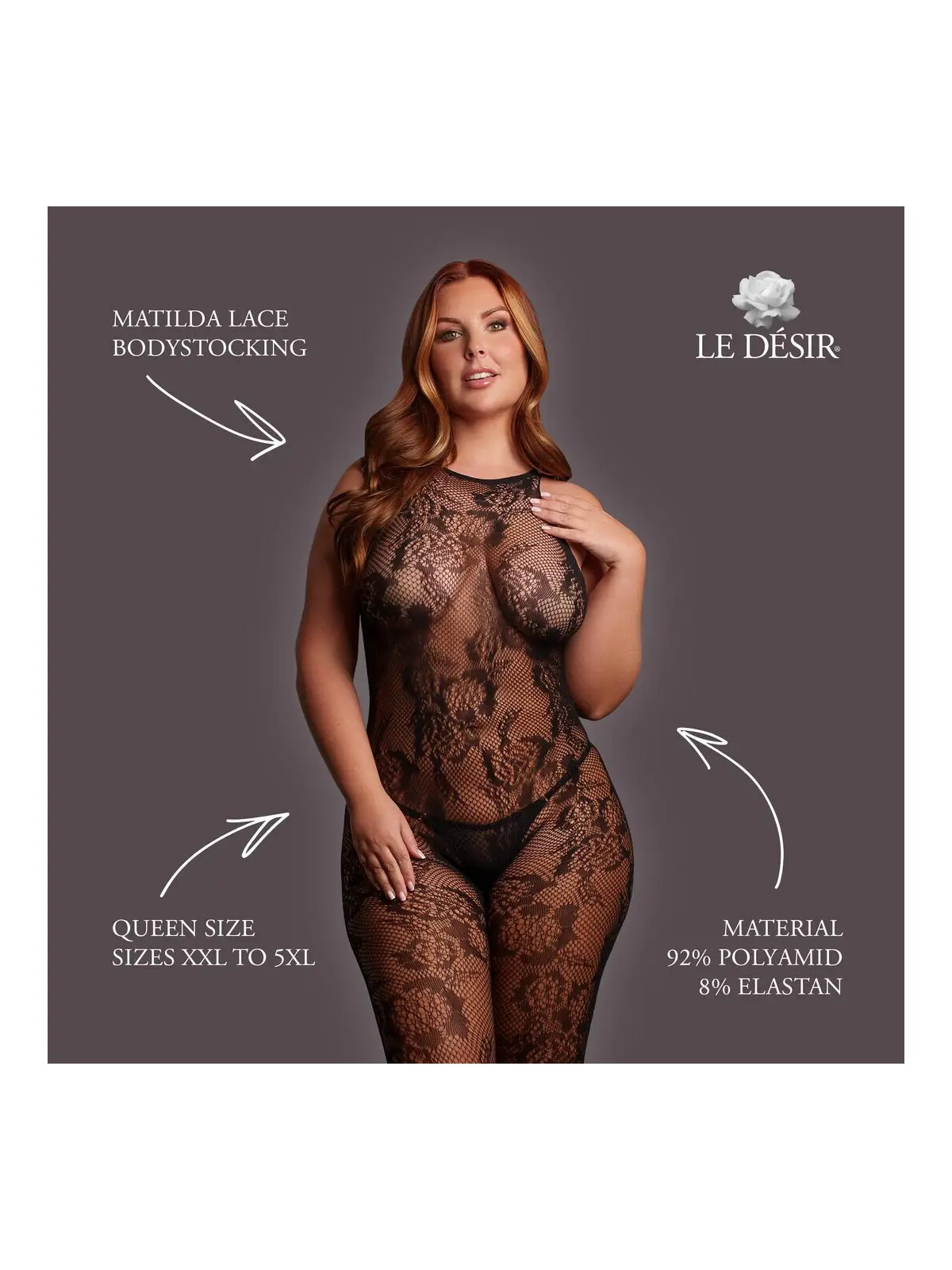 MATILDA - LACE BODYSTOCKING - QUEEN SIZE - BLACK