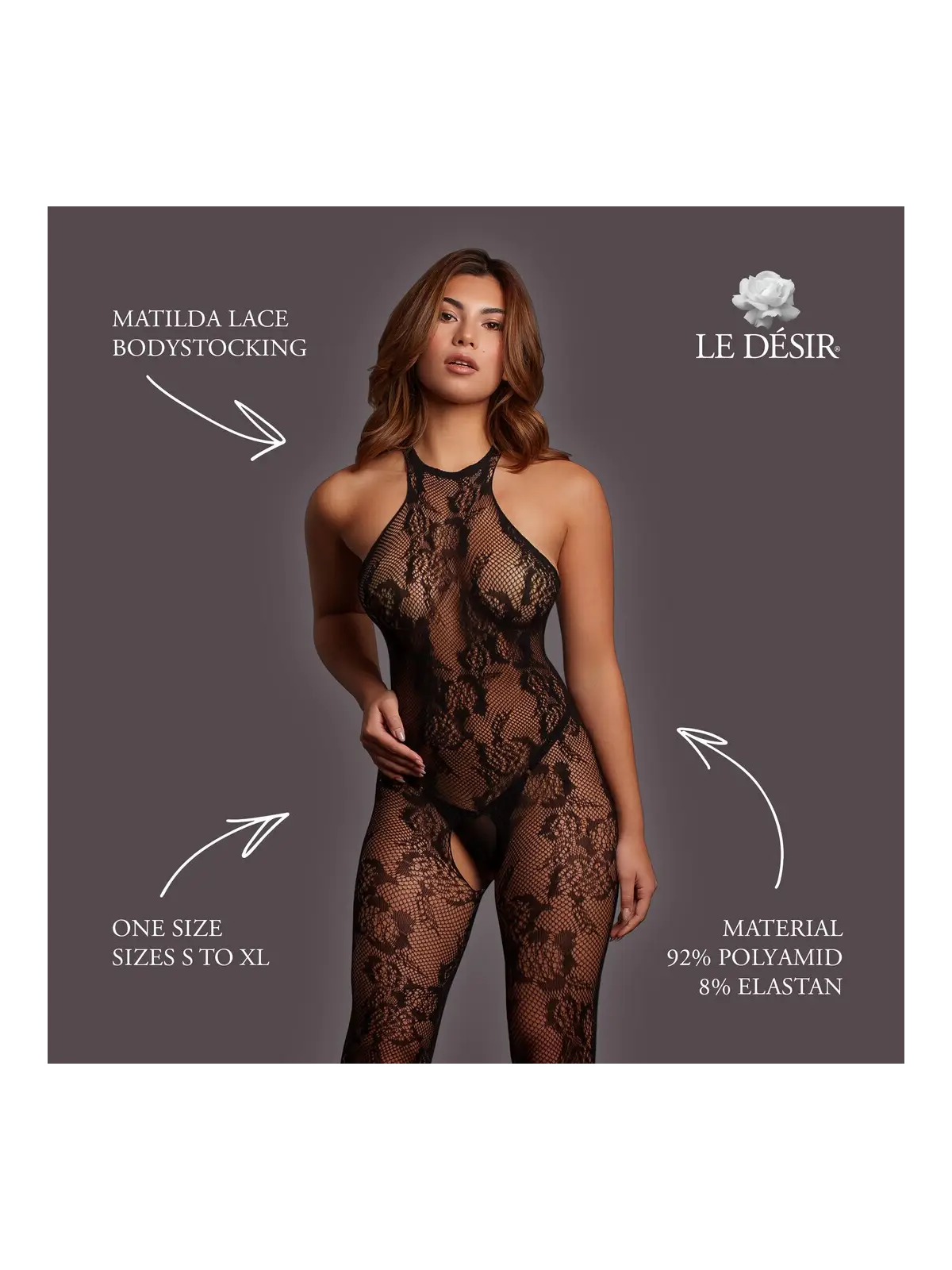 MATILDA - LACE BODYSTOCKING - ONE SIZE - BLACK