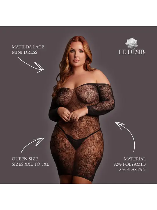 MATILDA - LACE MINI DRESS - QUEEN SIZE - BLACK