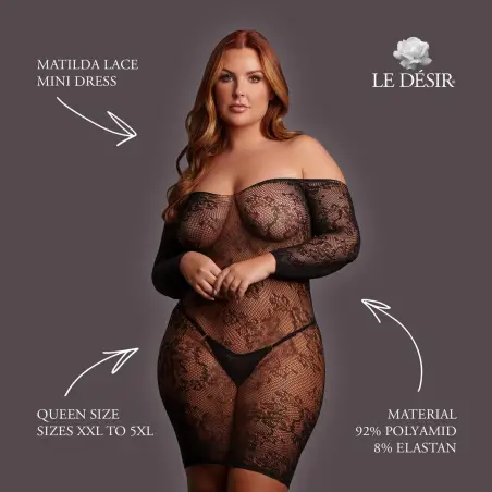 MATILDA - LACE MINI DRESS - QUEEN SIZE - BLACK