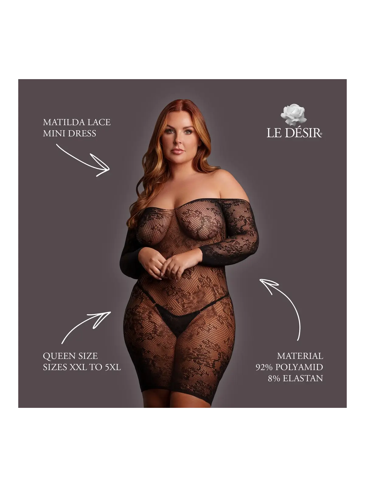 MATILDA - LACE MINI DRESS - QUEEN SIZE - BLACK