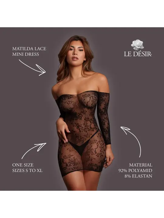 MATILDA - LACE MINI DRESS - ONE SIZE - BLACK